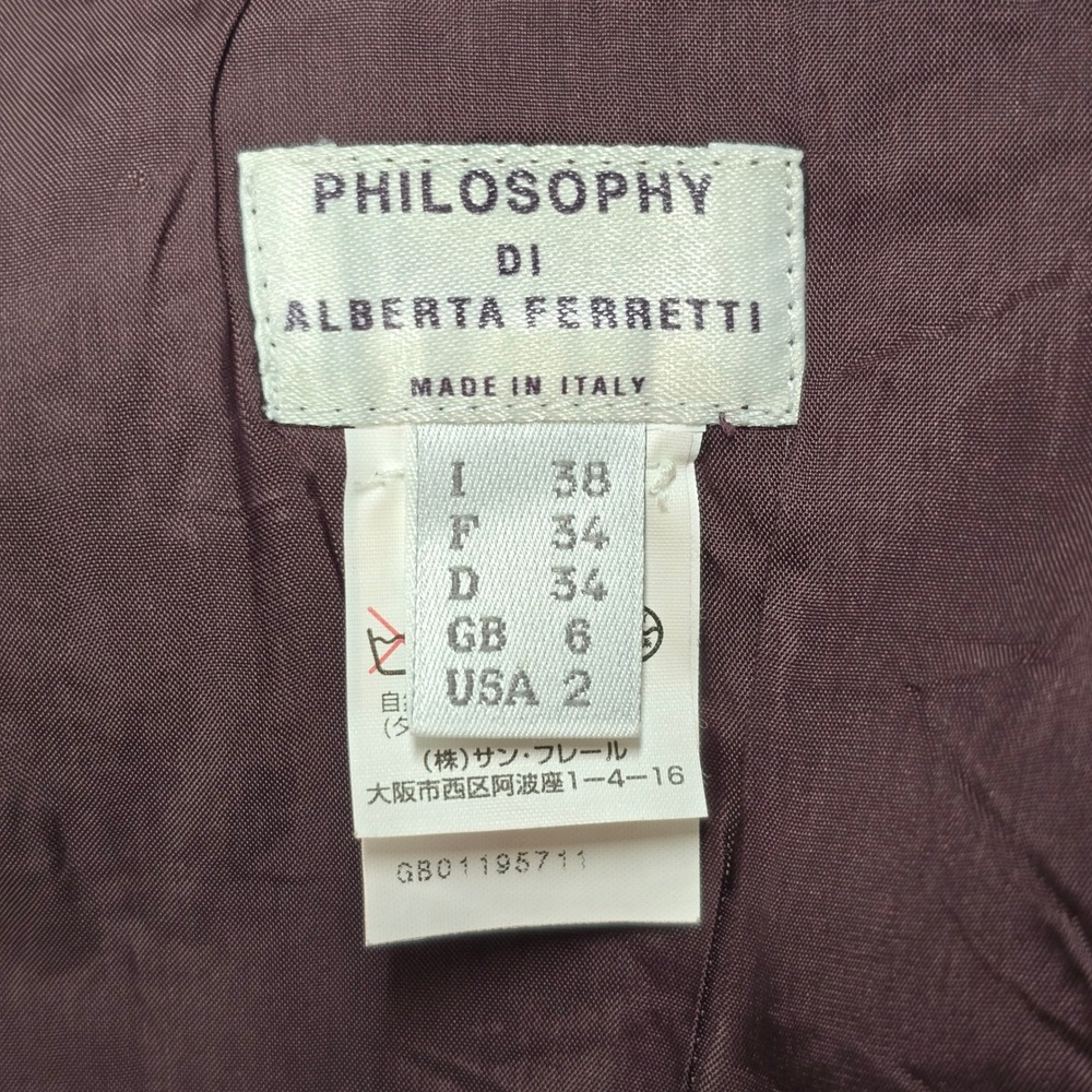 Philosophy Wrap Skirt Women 2 Burgundy Virgin Wool Equestrian Academia Preppy - Picture 6 of 16
